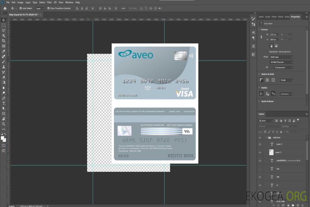 Carte visa bancaire Aveo Australie template Carte visa bancaire Aveo Australie template